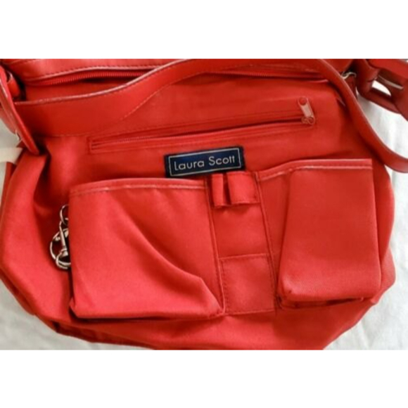 Laura Scott Genuine Red Leather Large Size  Handbag Shoulder bag Purse - Picture 3 of 8